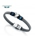 PULSERA DE ACERO SILICONA GRIS Y AZUL