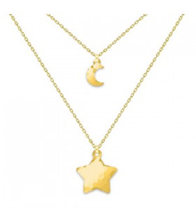 GARGANTILLA ORO DOBLE 9KTS ESTRELLA LUNA