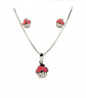 JUEGO PLATA CUPCAKES ESMALTE ROSA