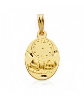 MEDALLA NIÑO RELOJ OVALADA ORO