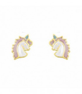 PENDIENTES ORO UNICORNIO