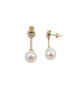 PENDIENTE ORO 9KTES LARGO PERLA CHAPADO