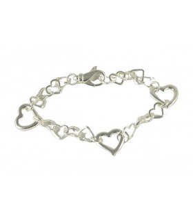PULSERA DE PLATA CORAZON  HUECA