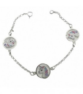 PULSERA DE PLATA UNICORNIO ESMALTE