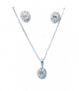 JUEGO DE PLATA DE LEY OVALADO DE PIEDRAS