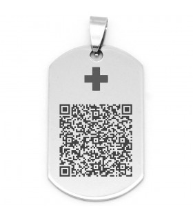 COLGANTE ALERTA MÉDICA ACERO CRUZ QR
