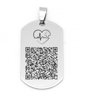 COLGANTE ALERTA MÉDICA ACERO CORAZÓN QR