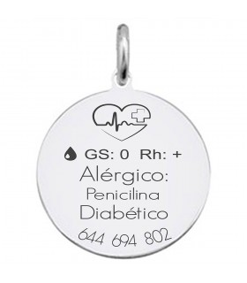 COLGANTE ALERTA MÉDICA ACERO CORAZÓN