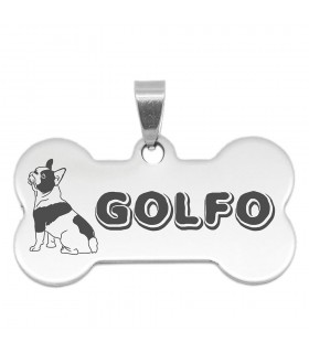 CHAPA PERROS NOMBRE HUESO FRANCÉS