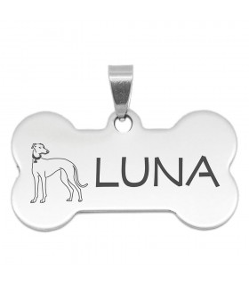 CHAPA PERROS NOMBRE HUESO GALGO