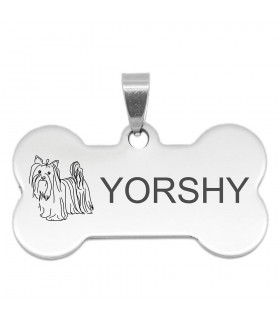 CHAPA PERROS NOMBRE HUESO YORSHY