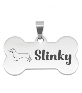 CHAPA PERROS NOMBRE HUESO SALCHICHA