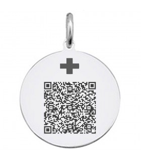 COLGANTE ALERTA MÉDICA PLATA CRUZ QR