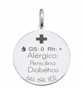 COLGANTE ALERTA MÉDICA PLATA CRUZ