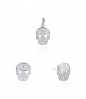 CONJUNTO CALAVERAS PENDIENTES Y COLGANTE PLATA