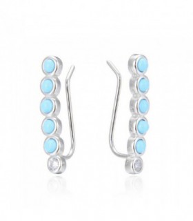 PENDIENTES TREPADORES TURQUESA PLATA CHAPADO