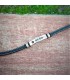 PULSERA SPOTIFY ACERO Y CUERO PESPUNTES