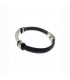 PULSERA COORDENADAS ACERO Y CUERO PESPUNTES