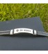 PULSERA SPOTIFY ACERO Y CUERO PESPUNTES PLANA