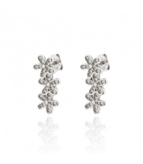 PENDIENTES TREPADOR MARGARITAS PIEDRAS PLATA