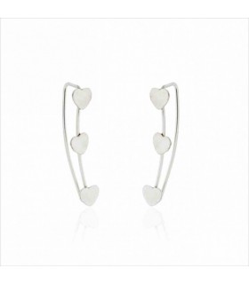 PENDIENTES TREPADOR CORAZONES PLATA