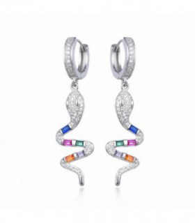 PENDIENTES PLATA LARGO SERPIENTE COLOR