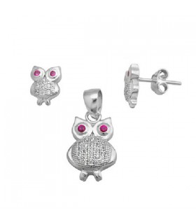 JUEGOS DE PLATA COMPLETOS BUHO ROSA CIRC